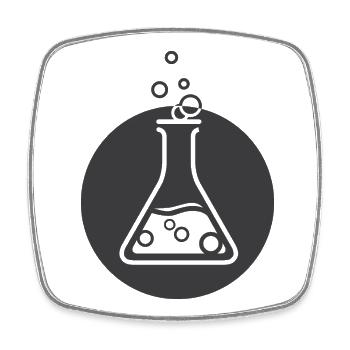 Symbol Wissenschaftler Chemie Kolben icon Logo - Viereckiger Kühlschrankmagnet - Weiß - Vorne