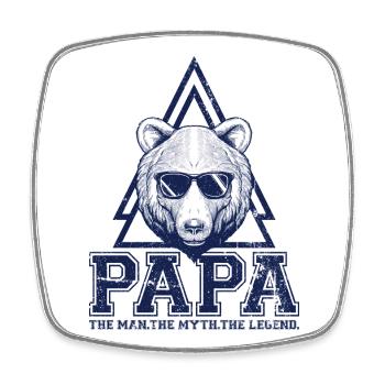 Papa Bear Triangle Logo - Square fridge magnet - white - Front