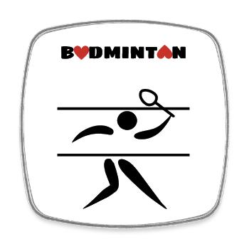 Badminton - Magnet carré - blanc - Devant