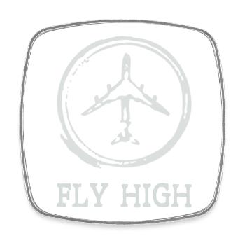 Avion - Magnet carré - blanc - Devant