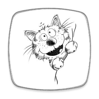 Drôle de chat rit - Magnet carré - blanc - Devant
