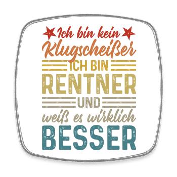 Rentner Klugscheißer - Viereckiger Kühlschrankmagnet - Weiß - Vorne
