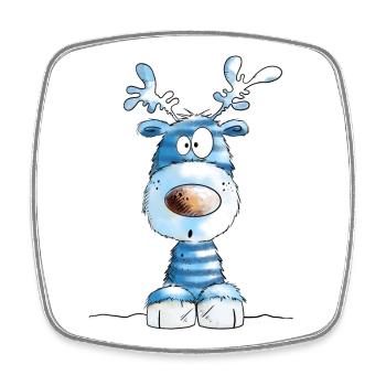 Blue Christmas Reindeer by MODARTIS - Square fridge magnet - white - Front