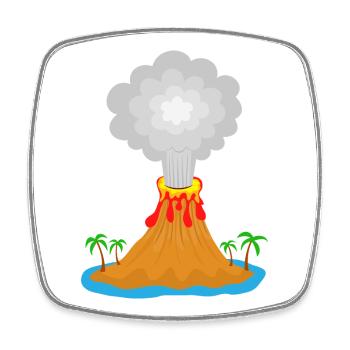 Volcano, eruption, volcanic island, lava, palm trees, mountain - Square fridge magnet - white - Front