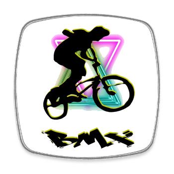 Vélo BMX - Magnet carré - blanc - Devant