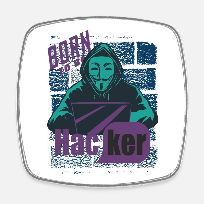 Hacker - Viereckiger Kühlschrankmagnet - Weiß
