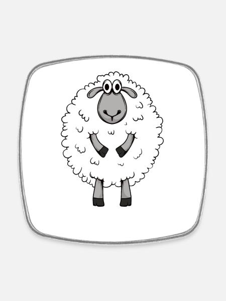 Cute German Shepherd Sheep Motif - Square fridge magnet - white