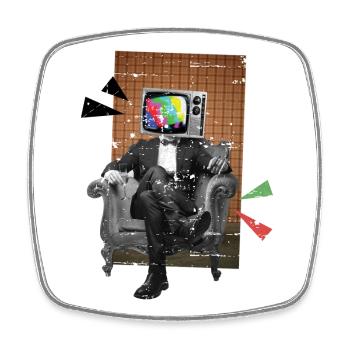 Retro TV - Square fridge magnet - white - Front