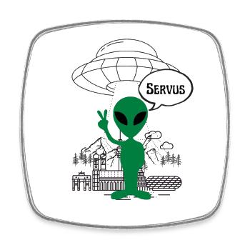 Servus Alien ART - Viereckiger Kühlschrankmagnet - Weiß - Vorne