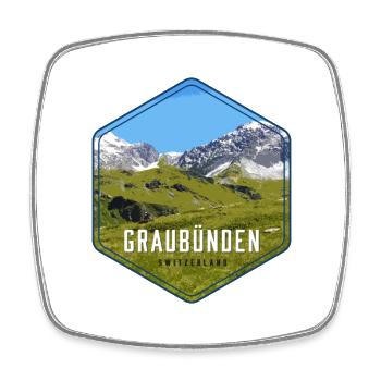 Graubünden Alpenpanorama - Viereckiger Kühlschrankmagnet - Weiß - Vorne