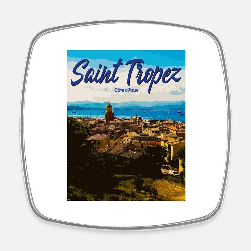Saint Tropez Coastal Flair Côte d'Azur - Square fridge magnet - white