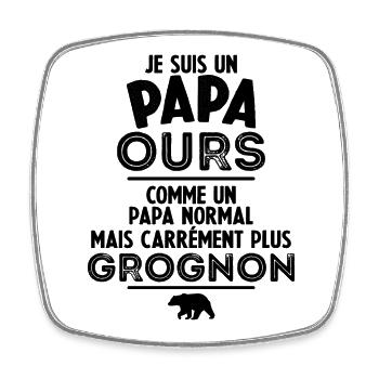 Je suis un papa ours comme un papa normal cadeau - Magnet carré - blanc - Devant