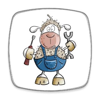 Mouton mécanicien avec jeu de mots I tournevis - Magnet carré - blanc - Devant