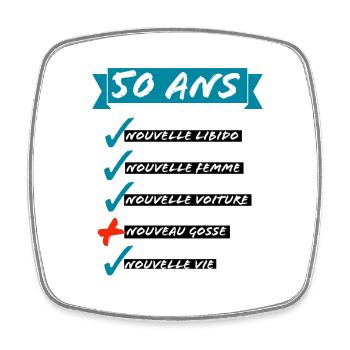 50 ans- Nouvelle libido  - Magnet carré - blanc - Devant