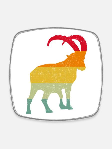 Steinbock, Wandern, Berge - Viereckiger Kühlschrankmagnet - Weiß