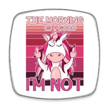 La licorne maléfique montre le majeur. Grouch du matin - Magnet carré - blanc - Devant