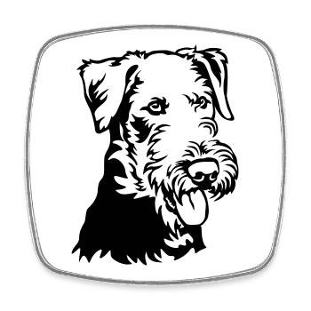 Airedale Terrier Kopf - Viereckiger Kühlschrankmagnet - Weiß - Vorne