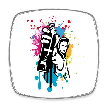 cooles Street Art Motiv Sprayer im Graffiti Stil - Viereckiger Kühlschrankmagnet - Weiß - Vorne