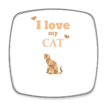 Katze ich liebe mein Haustier - Viereckiger Kühlschrankmagnet - Weiß - Vorne