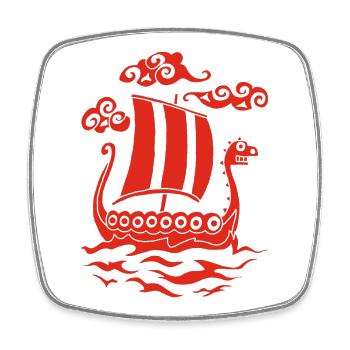 Funny red Drakkar - Square fridge magnet - white - Front