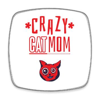 Cat mom crazy - Square fridge magnet - white - Front