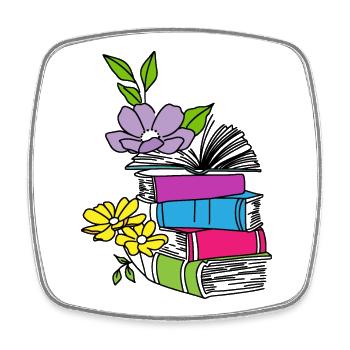 Livres avec des fleurs - Magnet carré - blanc - Devant