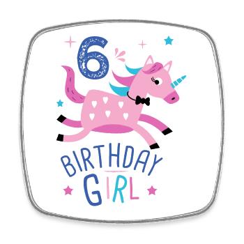 6. Geburtstag Mädchen 6 Jahre Licorn Einhorn - Viereckiger Kühlschrankmagnet - Weiß - Vorne