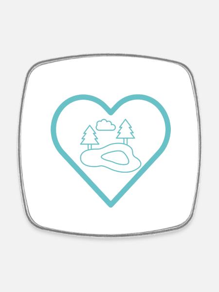 Pond in the heart - Square fridge magnet - white
