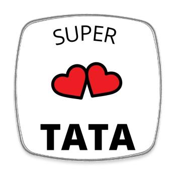 Super tata - Magnet carré - blanc - Devant