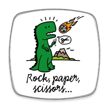 Rock paper scissors T-rex lustig Dinosaurier Komet - Viereckiger Kühlschrankmagnet - Weiß - Vorne