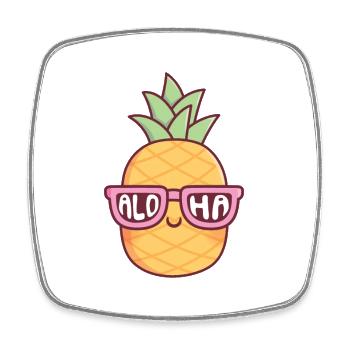 Ananas mignon avec lunettes de soleil Aloha - Magnet carré - blanc - Devant