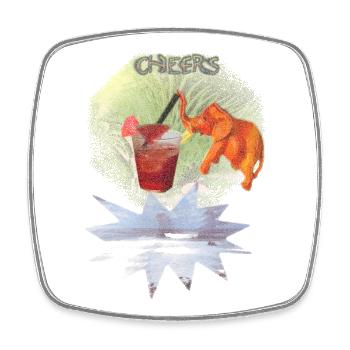 Canary Islands with their own touch - cocktail under palm trees! - Square fridge magnet - white - Front