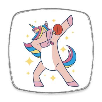 Dabbing Unicorn Table Tennis Racket Table Tennis - Square fridge magnet - white - Front