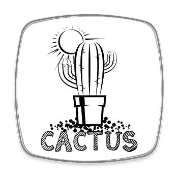 cactus Kaktus Kakteen Symbol Sand Wüste Grafik - Viereckiger Kühlschrankmagnet - Weiß - Vorne