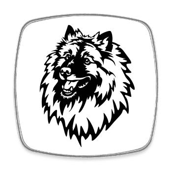 Tête de Wolfsspitz - Magnet carré - blanc - Devant