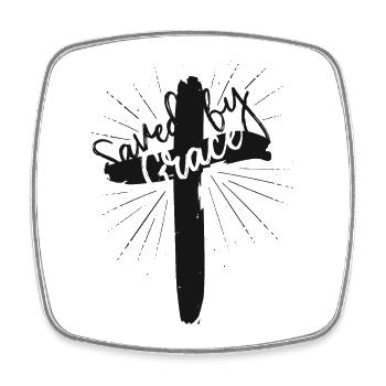 Saved by Grace - Viereckiger Kühlschrankmagnet - Weiß - Vorne
