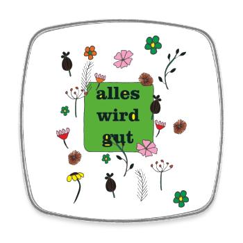 alles wird gut in grün - Viereckiger Kühlschrankmagnet - Weiß - Vorne