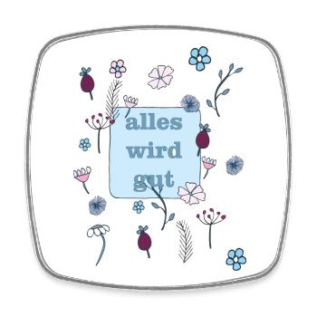 alles wird gut in blau - Viereckiger Kühlschrankmagnet - Weiß - Vorne