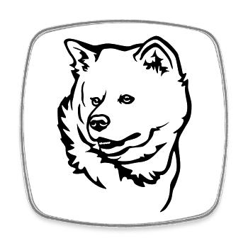 Akita Kopf - Viereckiger Kühlschrankmagnet - Weiß - Vorne