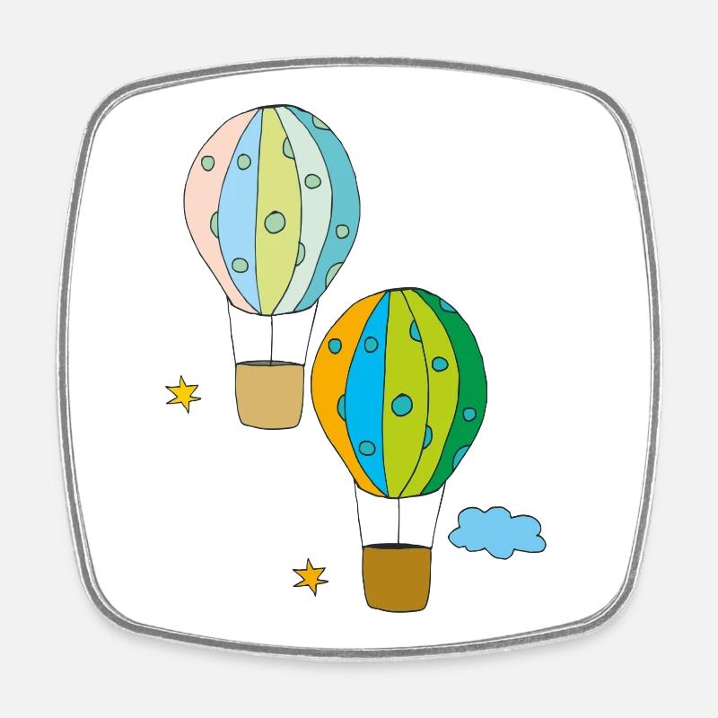 heissluftballon 2fach - Viereckiger Kühlschrankmagnet - Weiß