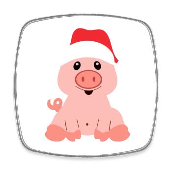 cute piggy in a Santa hat - Square fridge magnet - white - Front
