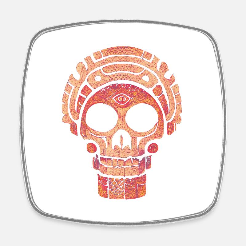 Mayan Skull - Square fridge magnet - white