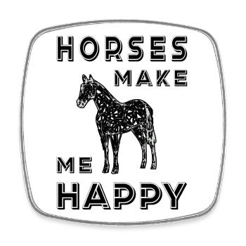 Chevaux Cheval Amour, J’aime Chevaux Poney - Magnet carré - blanc - Devant