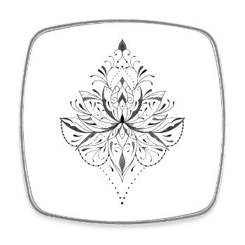 Dekorative Lotusblume orientalische Mandala-Perlen - Viereckiger Kühlschrankmagnet - Weiß - Vorne