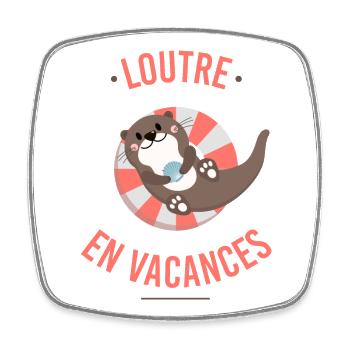 Loutre en vacances - Magnet carré - blanc - Devant