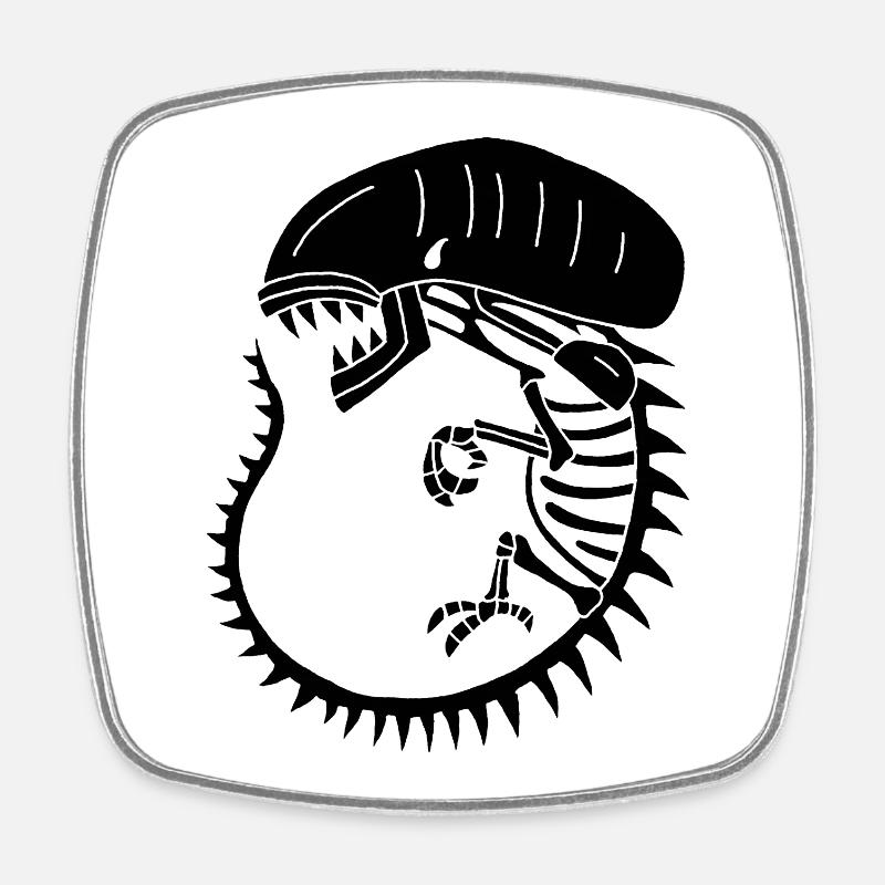 Squelette de monstre extraterrestre noir - Magnet carré - blanc