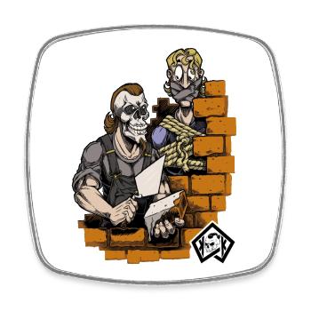 Bricklayer, master mason, craftsman, construction technician - Square fridge magnet - white - Front