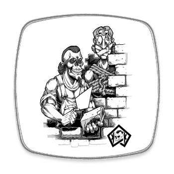 Bricklayer, master mason, craftsman - Square fridge magnet - white - Front