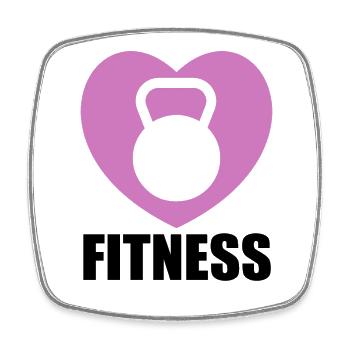 Design kettlebell en cœur violet - Magnet carré - blanc - Devant