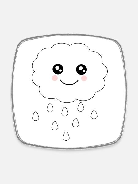 Nuage Kawaii Kawaii Chibi Kawaii Visage - Magnet carré - blanc